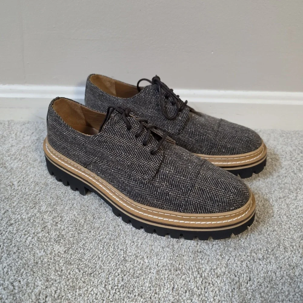 TAFT Country Cap Toe Derby Shoes Mens 8.5 EU 41.5 Tweed Lug Sole NWOB Spain